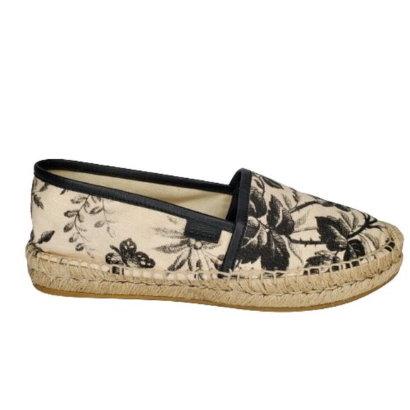 Gucci Floral Canvas Slip On Espadrille Flats - Picture 1 of 8